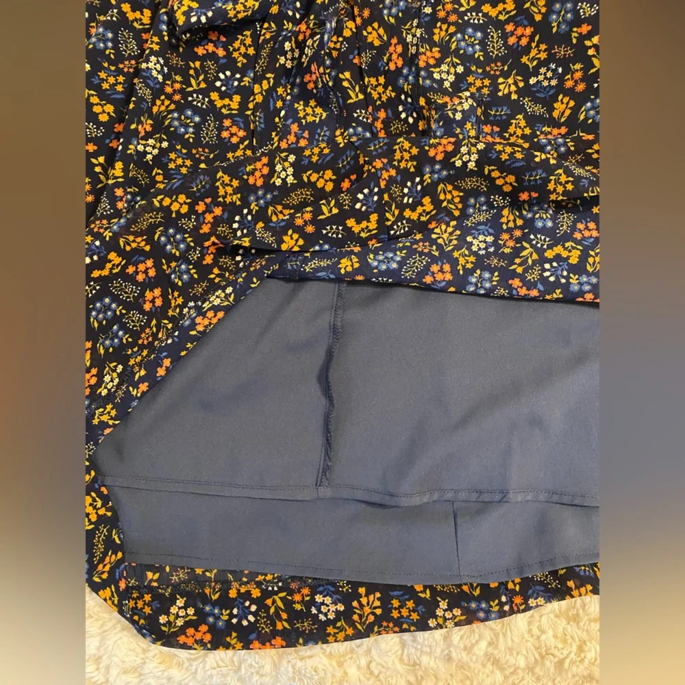 Madewell Blue Floral Mini Dress with Bow Detail on Chest - Picture 5 of 9